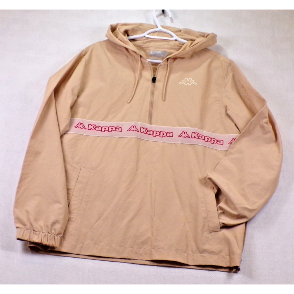 VTG KAPPA 222 Banda Pullover Windbreaker Peach Pink Omini Logo Tape Y2K L / M